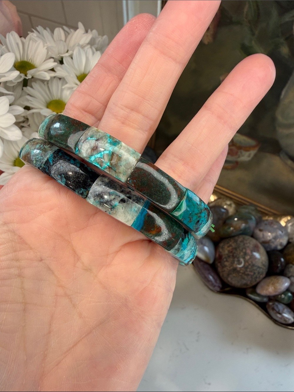 Chrysocolla and Turquoise Soft Bangle (listing is for 1): B1246 - Picture 1 of 4